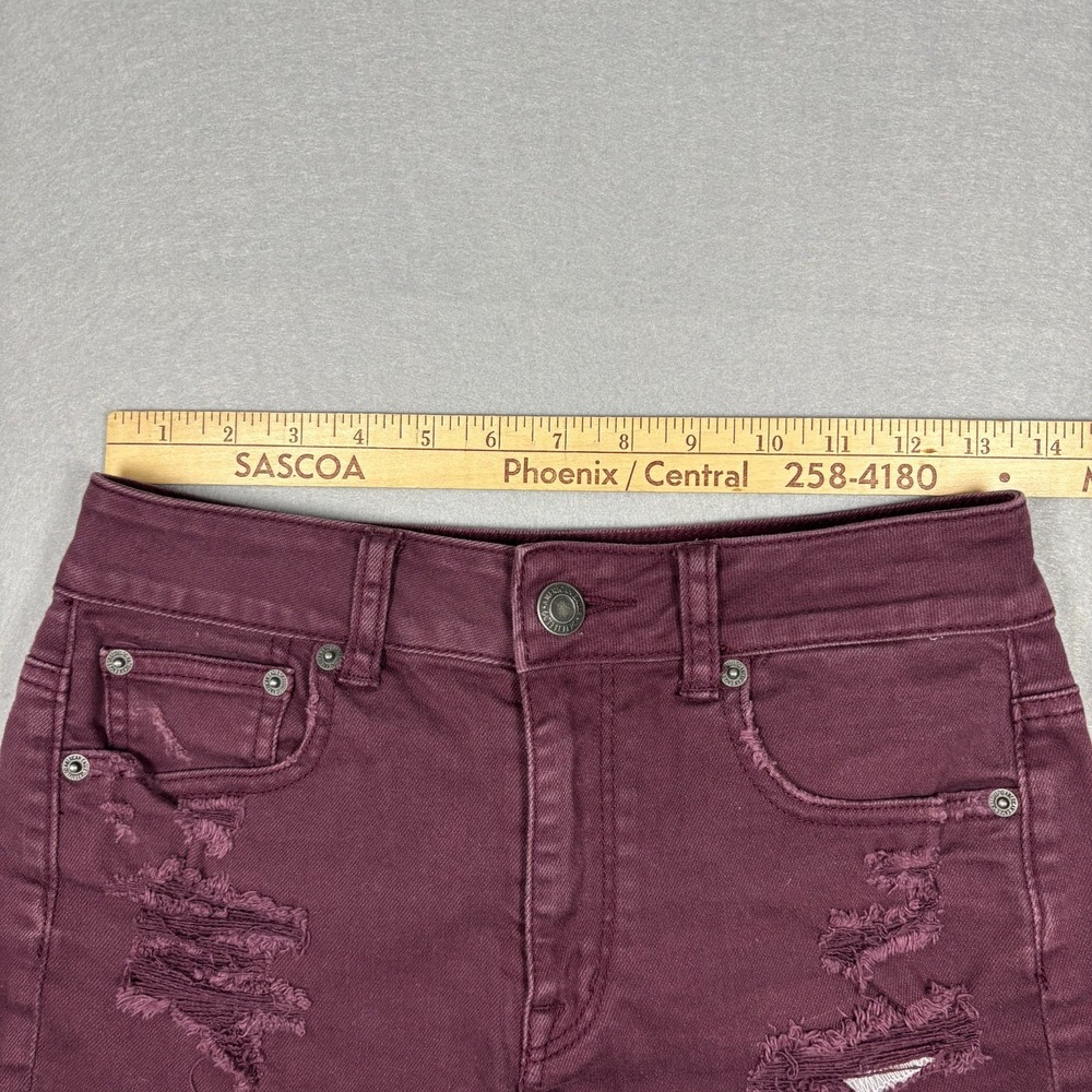 American Eagle Outfitters Cut-off Shorts Women's Size 2 Stretch Burgundy 3" - Picture 3 of 8